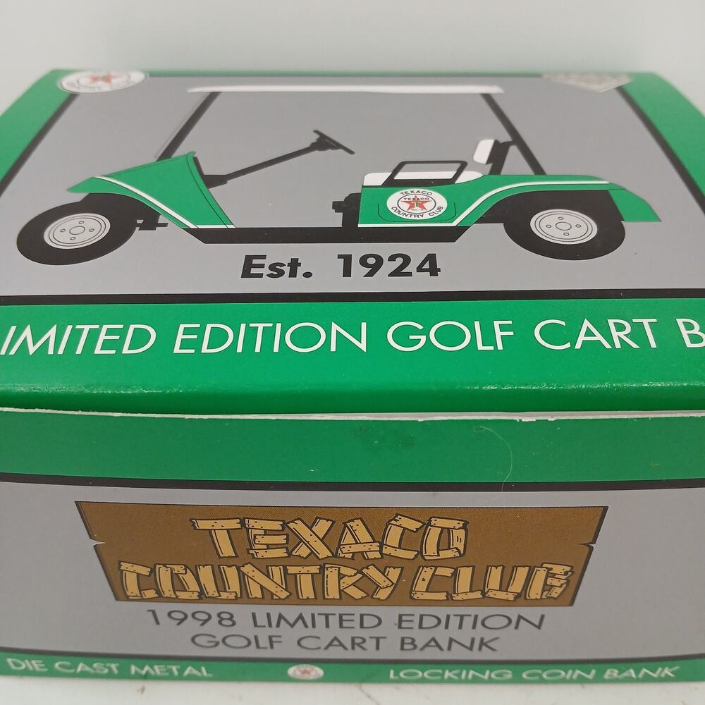 Texaco Country Club 1998 Limited Edition Golf Cart Diecast Metal Coin Bank NIB